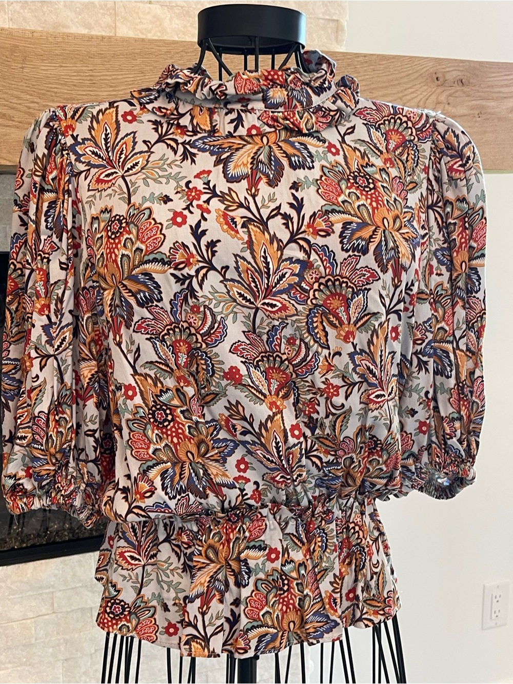 Tahari Multicolor Paisley Ruffled Blouse